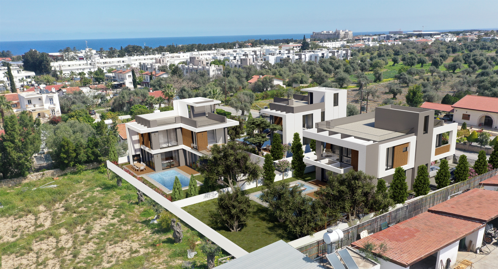 Ozanköy bölgesinde satılık 3 ve 4 yatak odalı modern lüks villalar * Türk Koçan * #e-oz-16